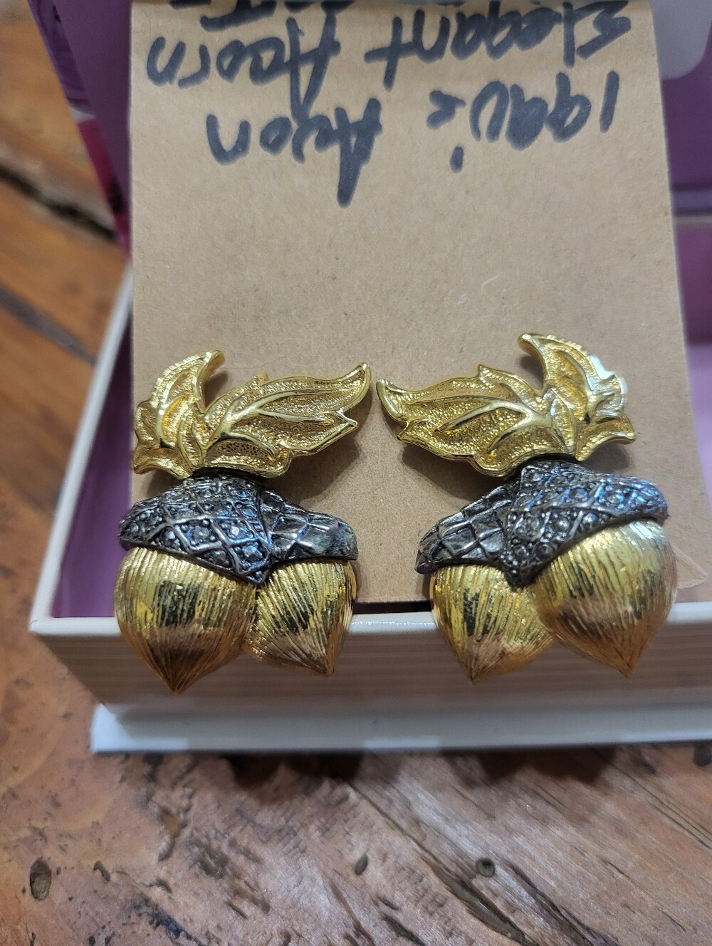 Vintage 1990 Avon Gold and Silver Acorn Clip Earrings